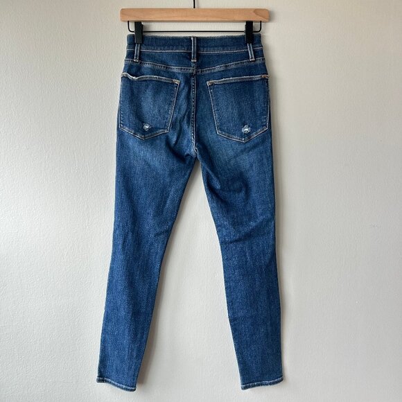 Frame Le High Skinny Jeans Clyde Distressed Medium Wash Denim Size 26 Womens - Picture 5 of 11